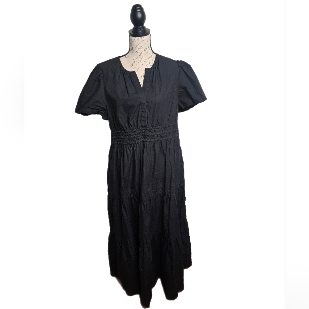 Quince Organic Cotton Poplin Tiered Maxi, Comfy, Sustainable, Casual, Boho - XL